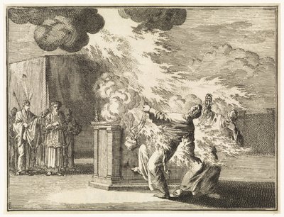 Nadab en Abihu door vlammen gedood door Jan Luyken