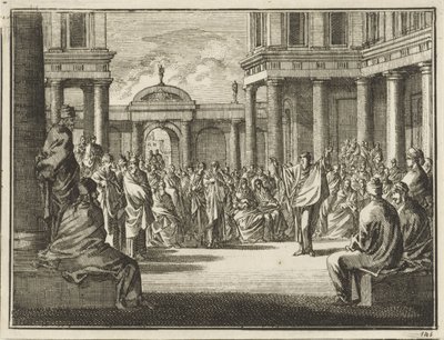 Paulus voor de leden van de Areopagus in Athene door Jan Luyken