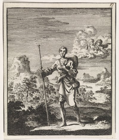 Pelgrim in een berglandschap door Jan Luyken