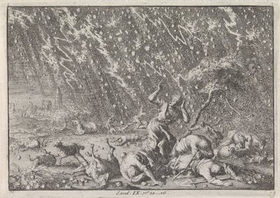 Plaag van hagel en onweer door Jan Luyken