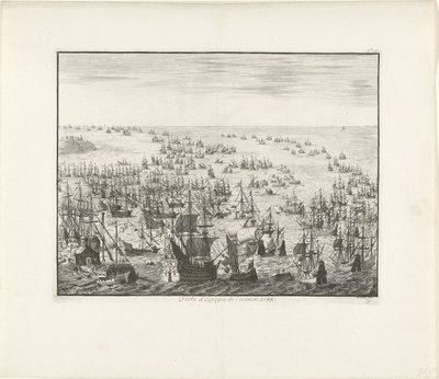 Het zinken van de Spaanse Armada in 1588, c. 1680 door Jan Luyken