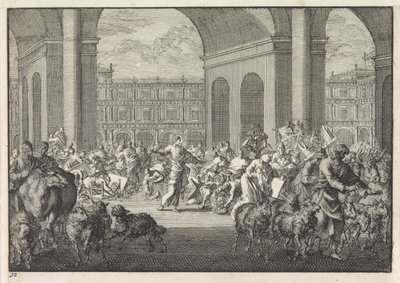 Verdrijving van de geldwisselaars uit de tempel door Jan Luyken