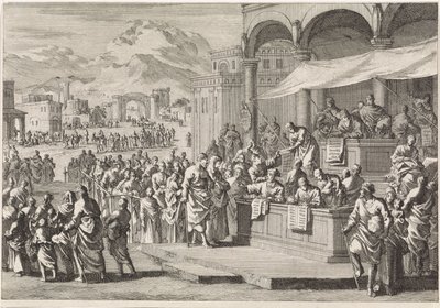 Volkstelling te Bethlehem door Jan Luyken