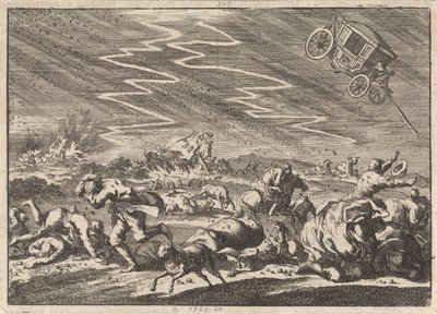 Zwaar onweer te Donsenhausen in Thuringen, 1674 door Jan Luyken