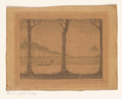 Bomen langs de vaart bij de Woudsterweg door Jan Mankes (signed by artist)