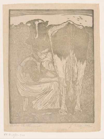 Koemelkster door Jan Mankes (signed by artist)