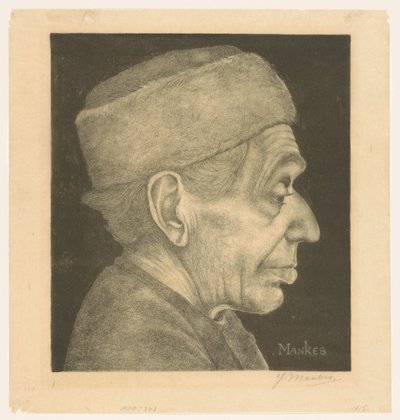 Portret van Douwe met Muts door Jan Mankes (signed by artist)