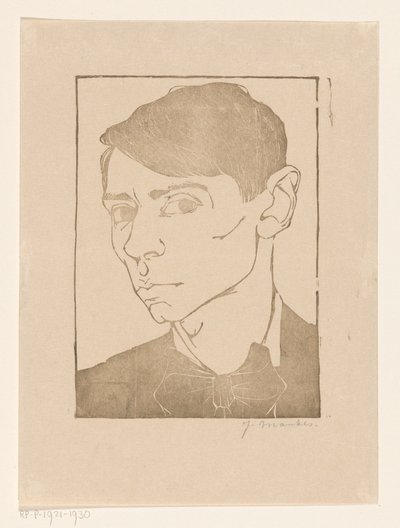 Zelfportret met vlinderdas door Jan Mankes
