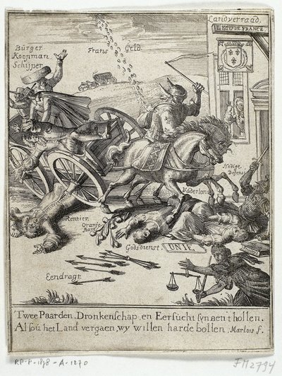 Spotprent op de vermeende Fransgezindheid van Amsterdam, 1690 door Jan Marlois