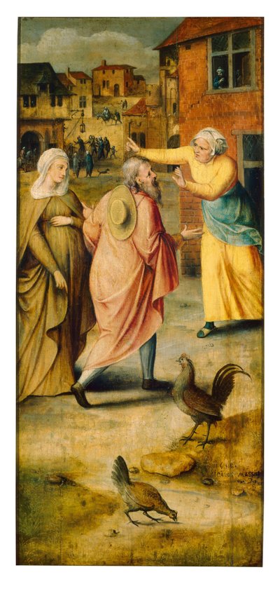 Maria en Jozef vinden geen onderdak in Bethlehem door Jan Massys or Metsys