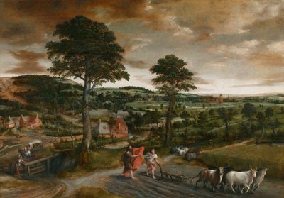 De roeping van Elisa door Jan Massys or Metsys