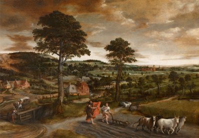 De roeping van Elisa door Jan Massys or Metsys