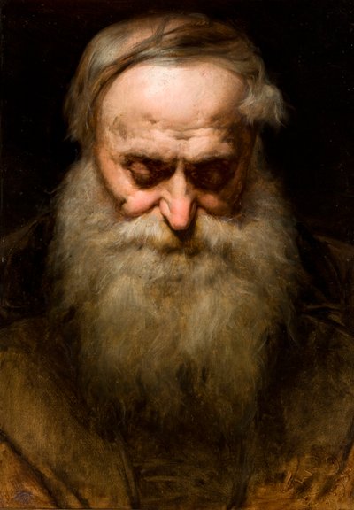 Hoofd van een oude man met een grijze baard door Jan Matejko