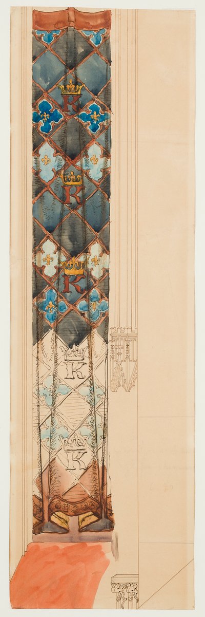 Kartontekening voor de polychromie van de Mariakerk - Fries met geometrisch patroon door Jan Matejko