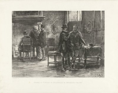 Ontmoeting van Oranje met Egmond te Willebroek, 1567 door Jan Mesker