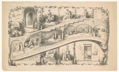 Voorstelling van de loopbaan van een Leidse student, 1871 door Jan Mesker