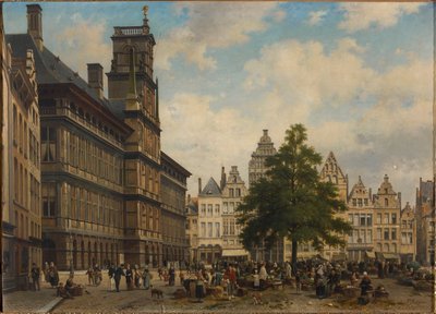 De Grote Markt met de vrijheidsboom, 1875 door Jan Michiel Ruyten