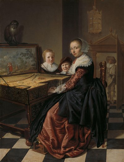 Vrouw die het virginaal bespeelt door Jan Miense Molenaer