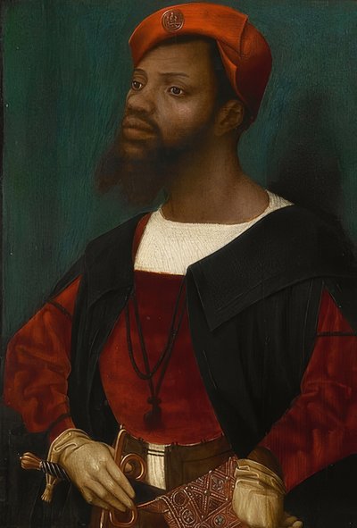 Portret van een Afrikaan (Christophle le More?). Circa 1525-30 door Jan Mostaert