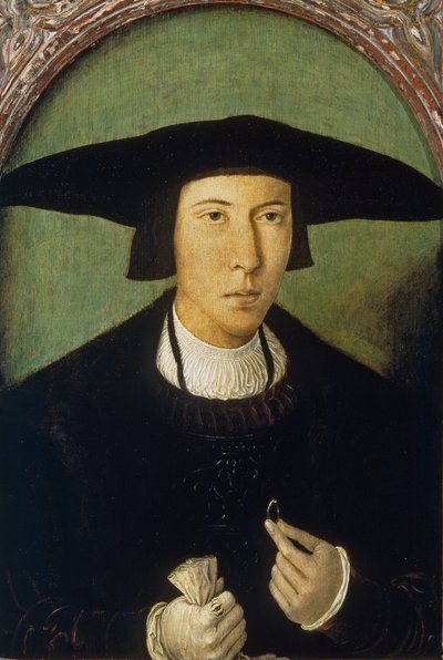 Portret van een jonge man door Jan Mostaert