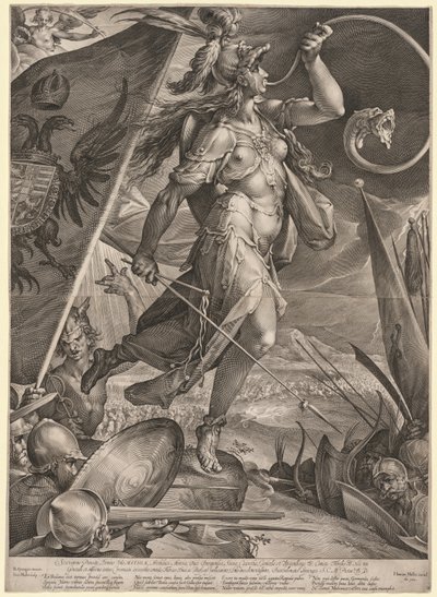 Bellona leidt de legers van de keizer tegen de Turken, 1600 door Jan Muller
