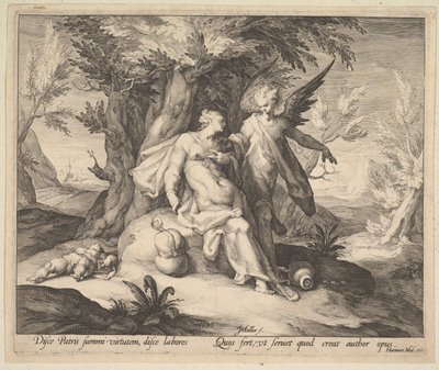 Hagar in de woestijn getroost door een engel, ca. 1609 door Jan Muller