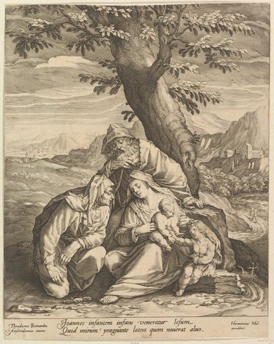 Heilige Familie met St. Elizabeth & St. Johannes de Doper door Jan Muller