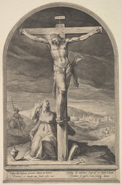 Sint Maria Magdalena aan de voet van het kruis door Jan Muller