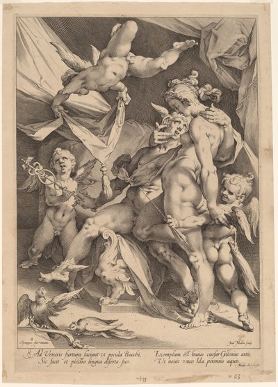 Venus en Mercurius door Jan Muller, after Bartholomaeus Spranger
