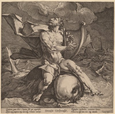 Arion op een Dolfijn door Jan Muller, after Cornelis Cornelisz van Haarlem
