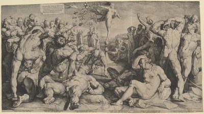 Fortuna verdeelt haar geschenken door Jan Muller, after Cornelis Cornelisz van Haarlem