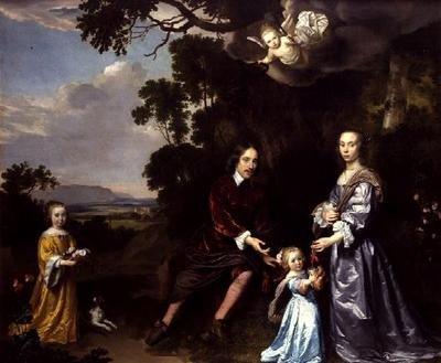 Pieter van der Graaff, zijn vrouw en dochters door Jan Mytens or Mijtens