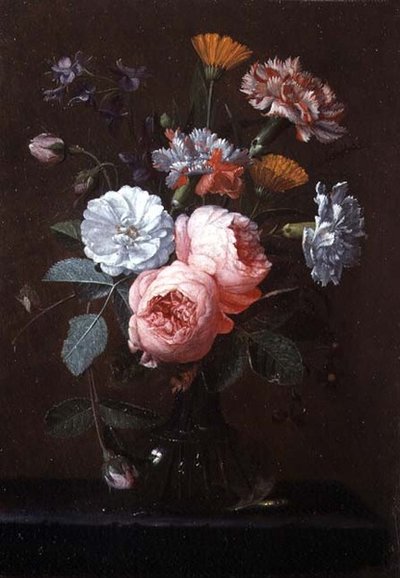 Stilleven van Rozen, Anjers en Andere Bloemen door Jan Pauwel Gillemans the Younger