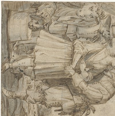 Bedaagde jager en een jonge vrouw door Jan Philipsz. van Bouckhorst