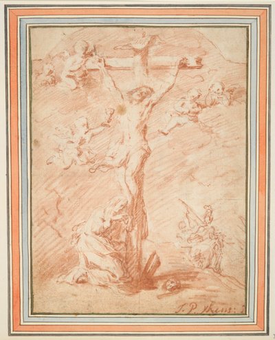 Christus aan het kruis met St. Magdalena door Jan Pieter Ykens