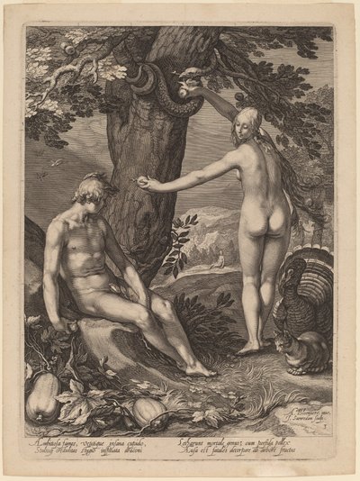 Verleiding van de Mens door Jan Pietersz Saenredam after Abraham Bloemaert