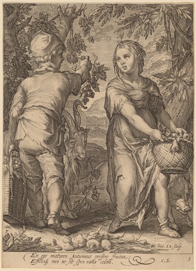 Herfst door Jan Pietersz Saenredam after Hendrik Goltzius
