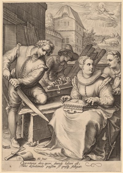 Middag door Jan Pietersz Saenredam, after Hendrik Goltzius