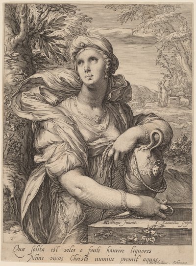 Samaritaanse Vrouw bij de Bron door Jan Pietersz Saenredam, after Hendrik Goltzius