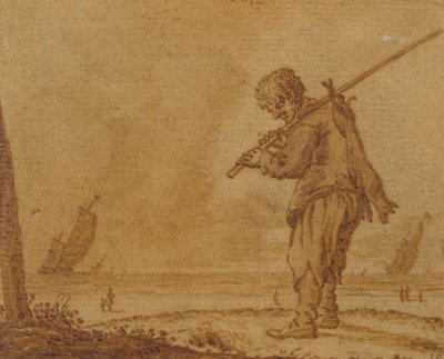 Na de hazenjacht, aan de kust, 1623 door Jan Porcellis