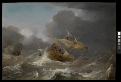 Nederlandse schepen in een storm, c.1620 door Jan Porcellis