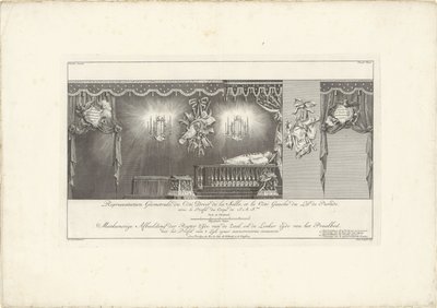Rechterzijde van de zaal met het praalbed van prins Willem IV, 1751 door Jan Punt