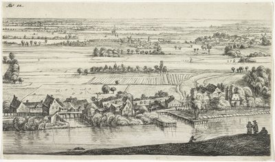 Dorp aan een rivier door Jan Ruyscher