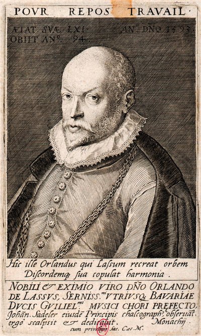 Portret van de componist Orlando di Lasso 1532-1594 door Jan Sadeler