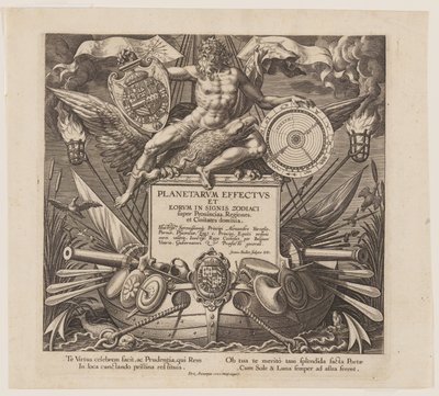 Titelpagina, uit De zeven planeten door Jan Sadeler I
