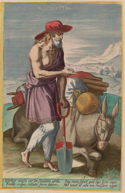 Issachar door Jan Sadeler I after Crispen van den Broecke