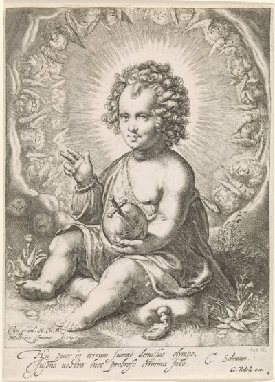Christuskind als Salvator Mundi door Jan Saenredam (attributed to)