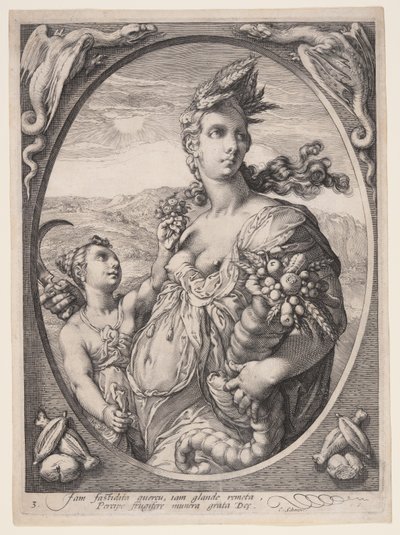 Ceres, van Drie heidense goden of godinnen door Jan Saenredam