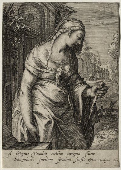 Heldinnen van het Nieuwe Testament: De vrouw met de bloedvloeiing door Jan Saenredam