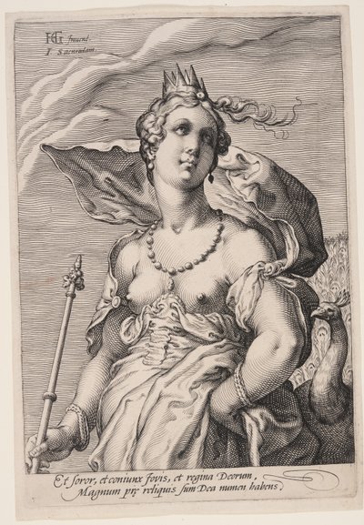 Juno, van Drie Godinnen door Jan Saenredam